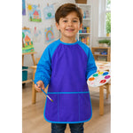 Mandil Bata Arte Infantil Mangas Largas Pintura Impermeable Celeste/azul Liso