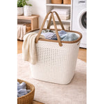 Canasto De Plastico Rattan Para Ropa Sucia Multiuso Con Asas Crema Rattan-sin Tapa