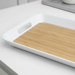 Bandeja De Melamina De Servir Bandeja Rectangular Con Asa Bambú Natural