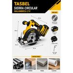 Sierra Circular Metal  Inalambrico Tasbel 21v + 2 Baterias Amarillo 50hz