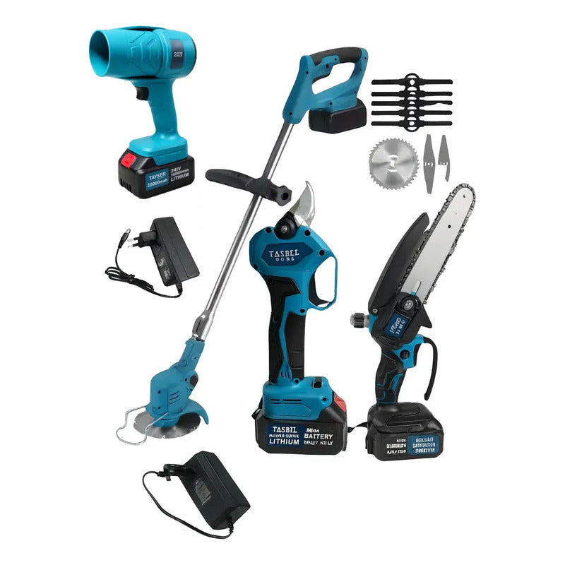 Set De Podar Orilladora Motosierra Tijera Inalambrica Cesped