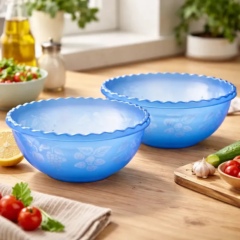 X2 Recipiente Ensalada Bowl Redondo Plastico Multiuso 3.5lts