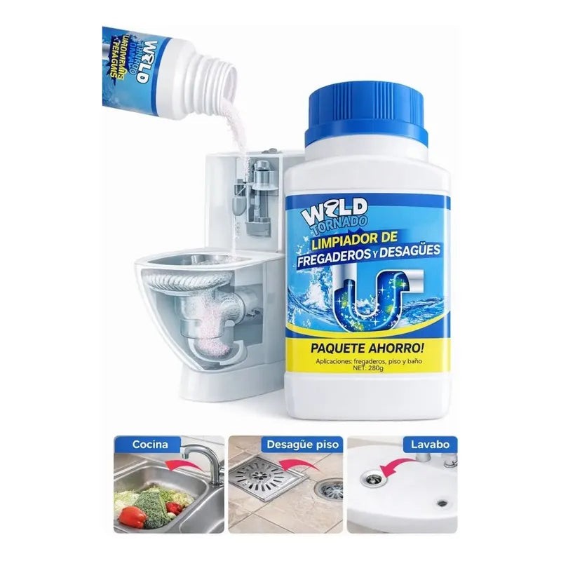 Limpiador Drenaje Wild Tornado Destapador Fregadero 260g X1