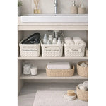 X3caja Organizadora Canasto Plastico Rattan Con Tapa 23x31cm