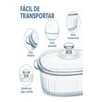 Fuente De Vidrio Ovalada Para Hornear Con Tapa 2,8 Litros Transparente