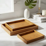 Set 3 Bandejas De Bambu Rectangular Para Servir Alimentos