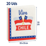 Pack 40 Servilletas Fiestas Patria Chile Cotillón Decoración Blanco-rojo-azul