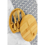 Tabla Redonda Cortador De Queso Madera + 3 Espátulas 19cm Madera