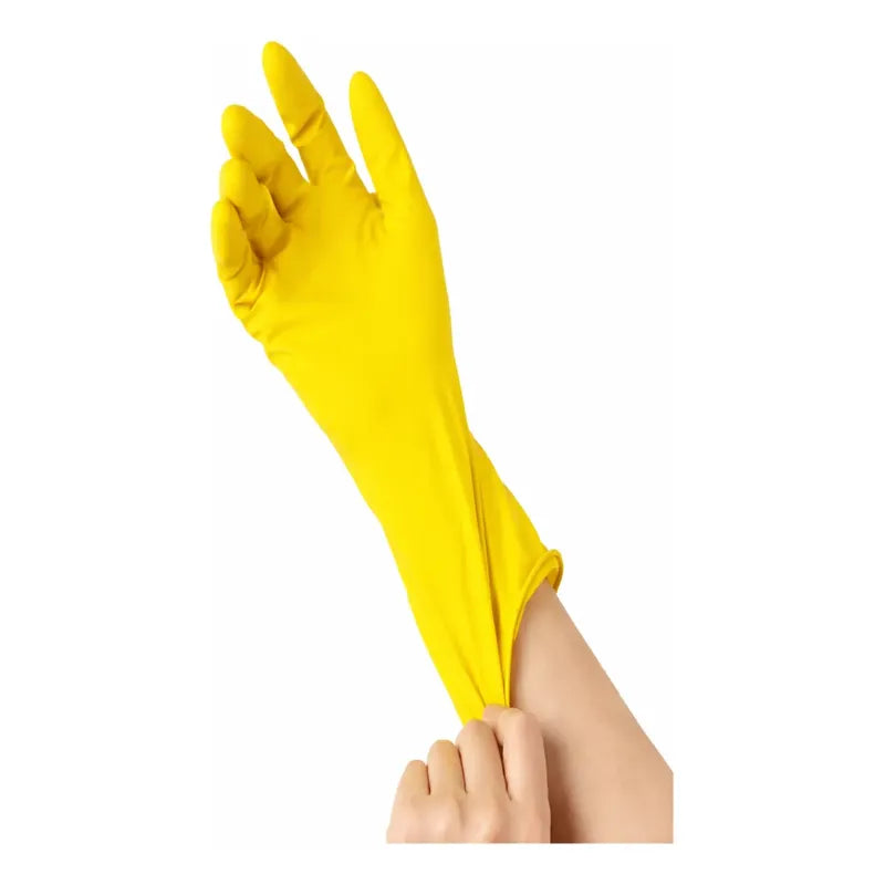 2 Pares De Guantes De Látex Para Lavar Limpieza Cocina 30cm Amarillo