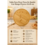 Tabla Para Picoteo Snacks De Bambu Con Mango Pizzera