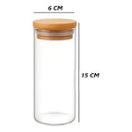 X1 Frasco De 500ml Con Tapa De Bambú Para Especias Transparente