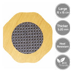 Pack 4 Posa Ollas Bambú Madera Antideslizante Resistente Flor Bambú