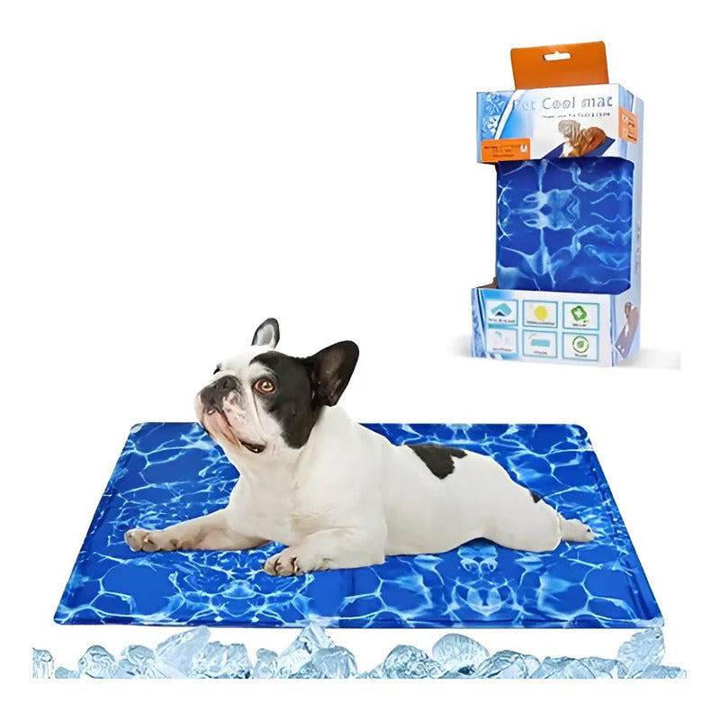 Manta Refrescante De Gel Frio Para Mascotas Talla Md 50x65cm Azul Alfombra Refrescante