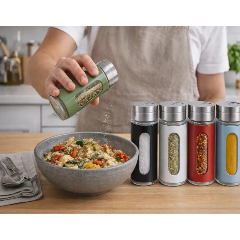 Salero Pimentero Negro Genérico Acero Inoxidable Ajustable