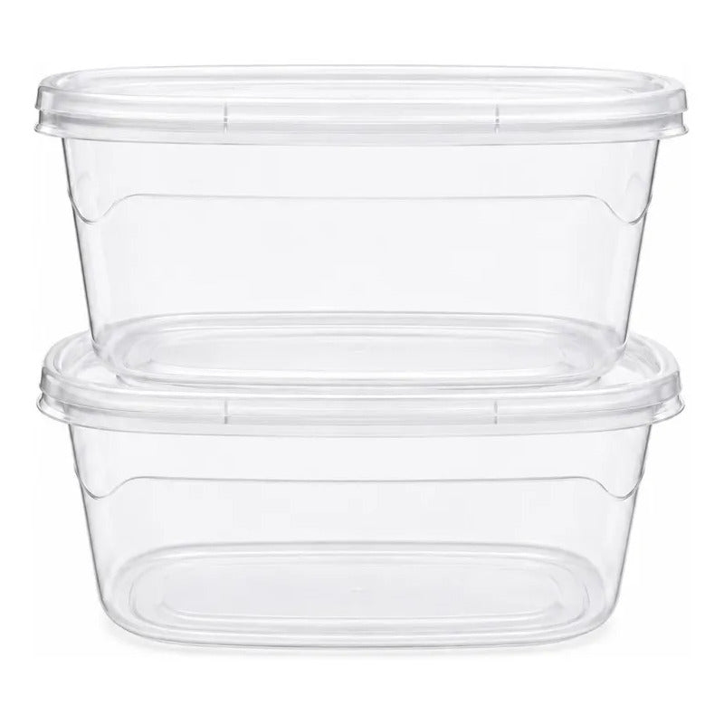Pack 2 Contenedor Hermetico Plastico De Alimentos 3,5 Litros Transparente