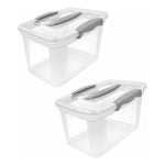 X2 Cajas Organizadora 6 Litros Transparente Con Tapa Platica