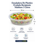 Ensaladera De Plastico Ovalada Recipiente Multiuso 3 Litros Transparente