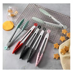 Pinza Multiuso De Acero Inoxidable Punta De Silicona Color Rojo