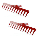 X2 Rastrillos Recto Barre Hojas - Sin Mango - 12 Dientes Rojo