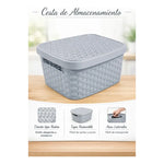 X3caja Organizadora Canasto Plastico Rattan Con Tapa 23x31cm