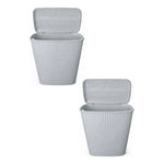 X2 Canasto De Plastico Para Ropa Sucia Con Tapa Calado Cesto Gris Claro Calado