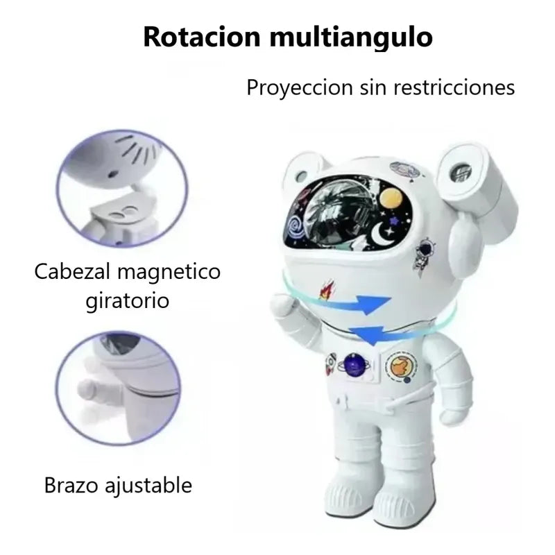 Proyector Lámpara Luz LED Galaxia Astronauta De Mesa Blanco