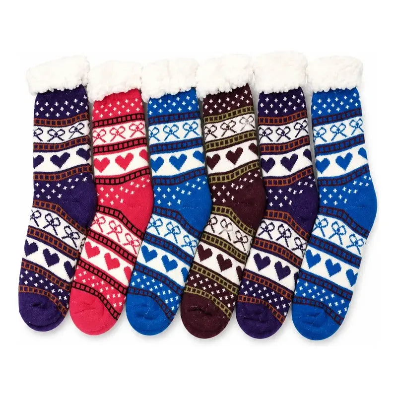 Pack 6 Par Calcetines Chiporro Mujer Térmicos Antideslizante Varios Lazos Y Corazones 37-41