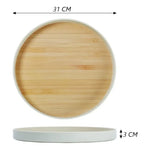 Bandeja Redonda De Servir De Melamina Grano De Madera 30cm