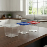 Set De 4 Taper Hermetico Contenedore Cuadrado Alimento 1lts Tapas Colores Surtidos