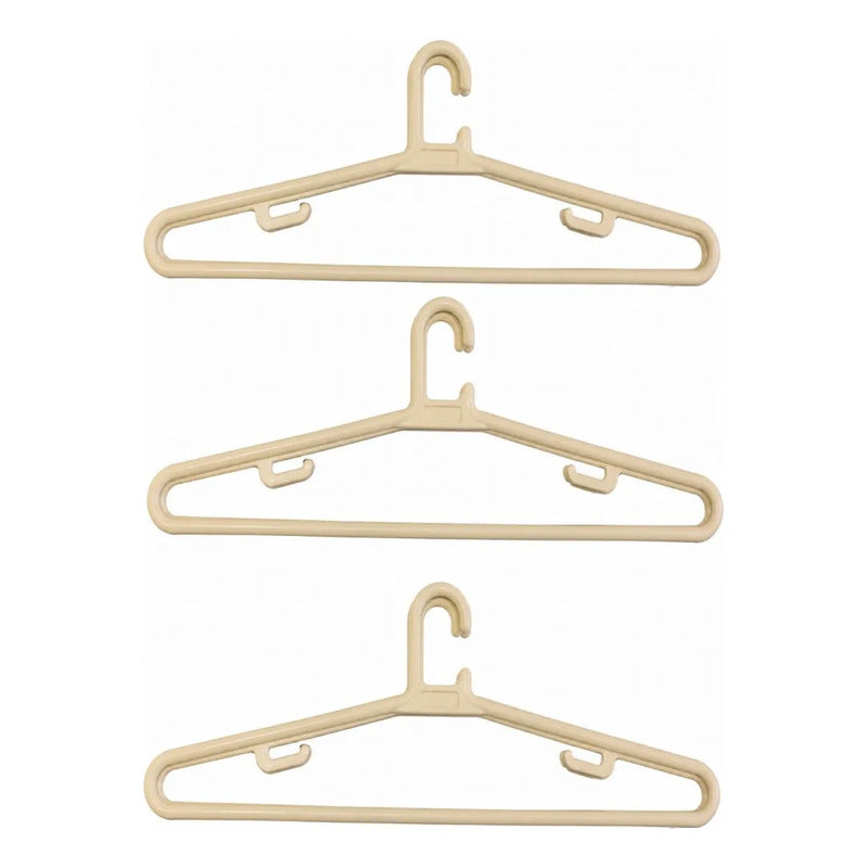 3 Ganchos Colgadores Plásticos 52cm Para Chaquetas Biege