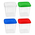 Pack4 Taper Hermetico Contenedor Plastico Con Tapa 1.8lts 4 Tapas Colores Surtidos