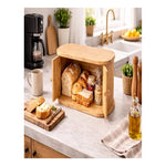 Panera De Bambu Natural Con Tapa Corredera Plegable Multiuso Madera Bambú Natural