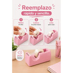 Porta Scotch Dispensador Cinta Adhesiva Para Escritorio Lila