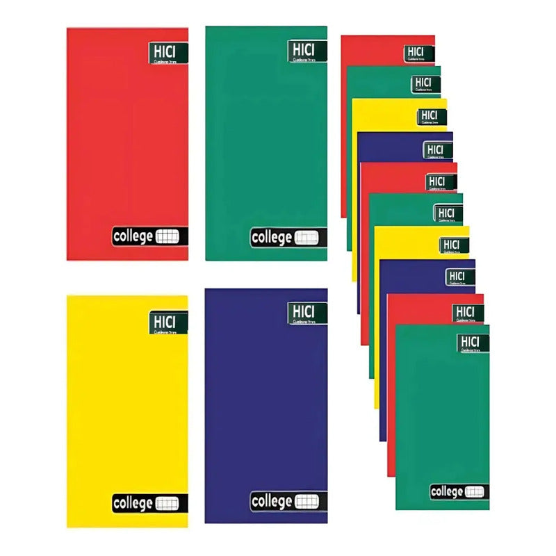 Pack X10 Cuadernos Collage 7mm 80 Hojas Hici Multicolor Variados
