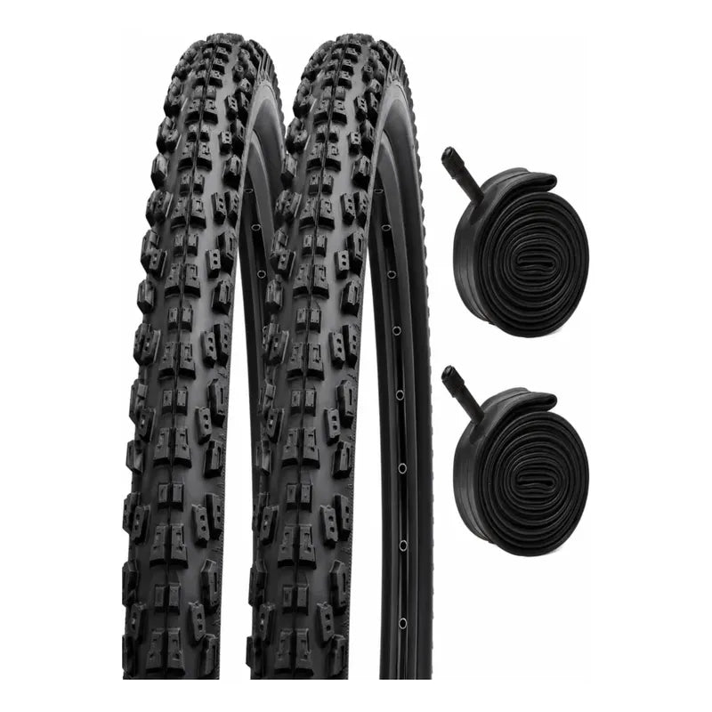 X2 Neumáticos + 2 Camaras Bicicleta Aro 26 X 2.125 Plegables Caluga Mixta / Semi Agresivo