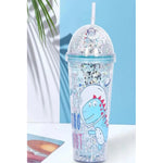 X2 Vaso Infantil Dinosaurio Acrilico Con Bombilla Luz 450ml