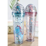 X2 Vaso Infantil Dinosaurio Acrilico Con Bombilla Luz 450ml