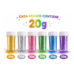 Set 6 Frascos Purpurinas Escarcha Colores Color Basicos Basicos