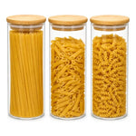 Frasco De Vidrio Condimento Especia Tapa Bambú Pack 3 1000ml Transparente