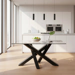 Mesa Comerdor Paris Rectangular Cubierta Vidrio 6 Personas Vidrio Negra