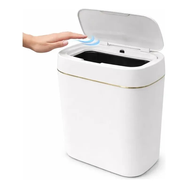 Basurero Automatico Con Sensor De Movimiento Blanco Papelera Blanco