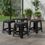 Piso De Plastico X6 Taburete Cuadrado Apilable Asiento 45cm Mate Texturizado Negro