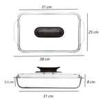 Fuente De Vidrio Para Hornear 3 Litros Con Tapa Rectangular Vidrio
