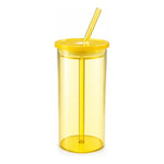 Vaso De Vidrio Con Bombilla Cilindro Para Bebidas Y Frías
