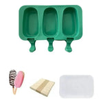 Molde De Helado Silicona Paleta X3 Con Tapa Color