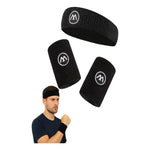 Set De Banda + Muñequera Deportiva Absorbente Sudor Unisex