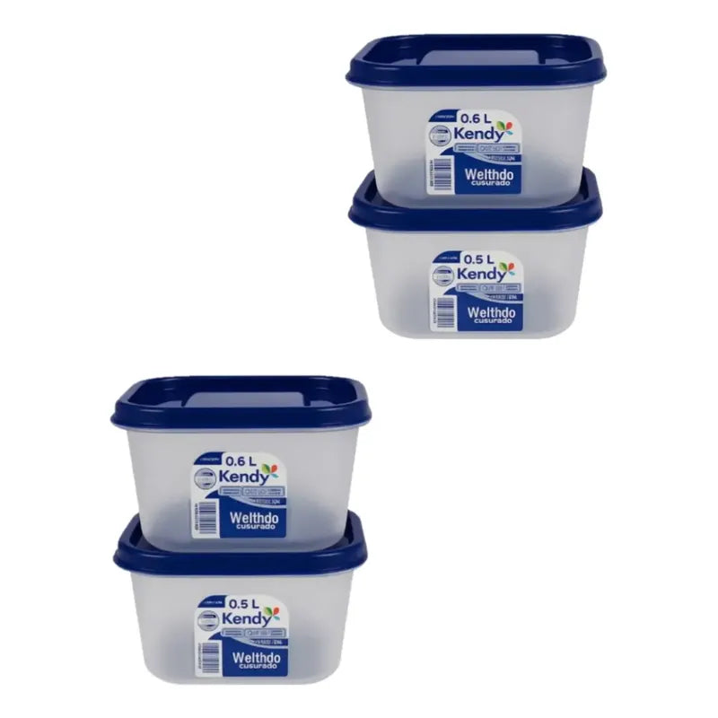 Set De 4 Taper Hermetico Contenedore Cuadrado Alimento 830ml Surtidos