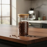 Pack De 6 Frascos De 1000ml Con Tapa De Bambú Para Especias Vidrio