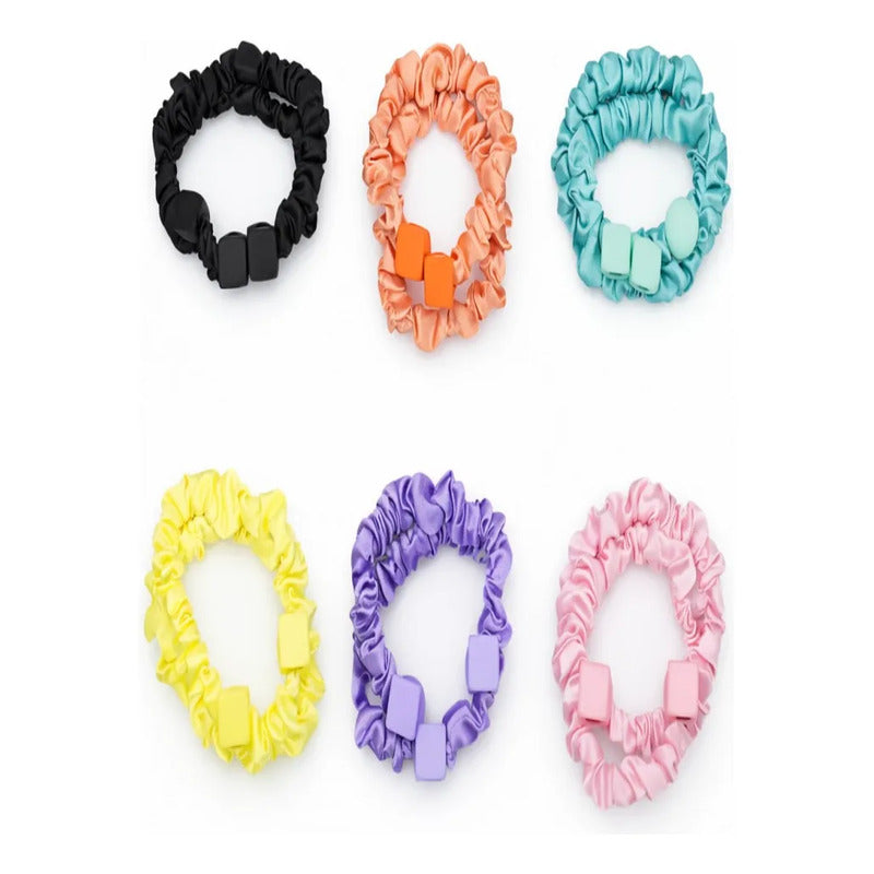 Set 12 Colets Elastico De Tul Para El Cabello Colorida Niñas Surtidos Lisa