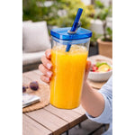 Vaso De Vidrio Con Bombilla Cuadrado Para Bebidas Y Frías